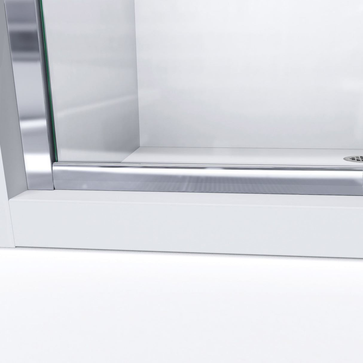 DreamLine Infinity-Z 34 in. D x 60 in. W x 74 3/4 in. H Frosted Sliding Shower Door in Chrome and Left Drain White Base