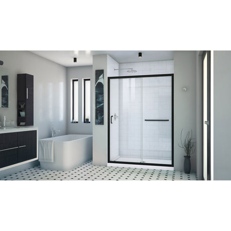 DreamLine Infinity-Z 50-54 in. W x 72 in. H Semi-Frameless Sliding Shower Door, Clear Glass in Satin Black