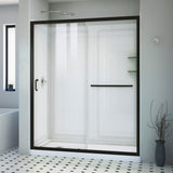 DreamLine Infinity-Z 36 in. D x 60 in. W x 76 3/4 in. H Clear Sliding Shower Door in Satin Black, Left Drain and Wall Kit