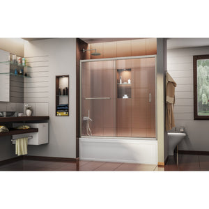 DreamLine Infinity-Z 56-60 in. W x 58 in. H Semi-Frameless Sliding Tub Door, Clear Glass in Brushed Nickel