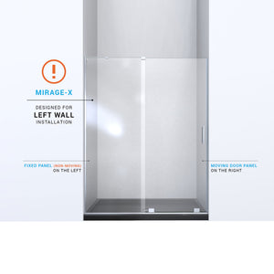 DreamLine Mirage-X 44-48 in. W x 72 in. H Frameless Sliding Shower Door in Chrome; Left Wall Installation