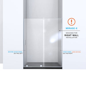 DreamLine Mirage-X 44-48 in. W x 72 in. H Frameless Sliding Shower Door in Chrome; Right Wall Installation