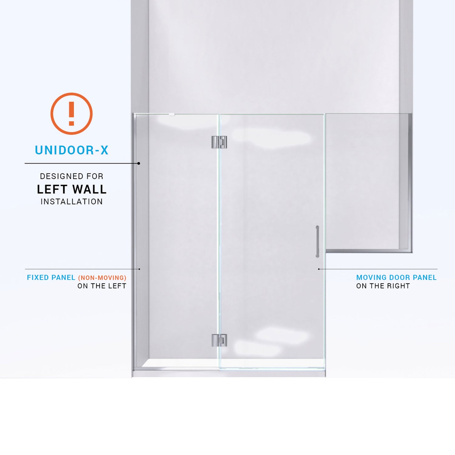 DreamLine Unidoor-X 71-71 1/2 in. W x 72 in. H Frameless Hinged Shower Door in Brushed Nickel