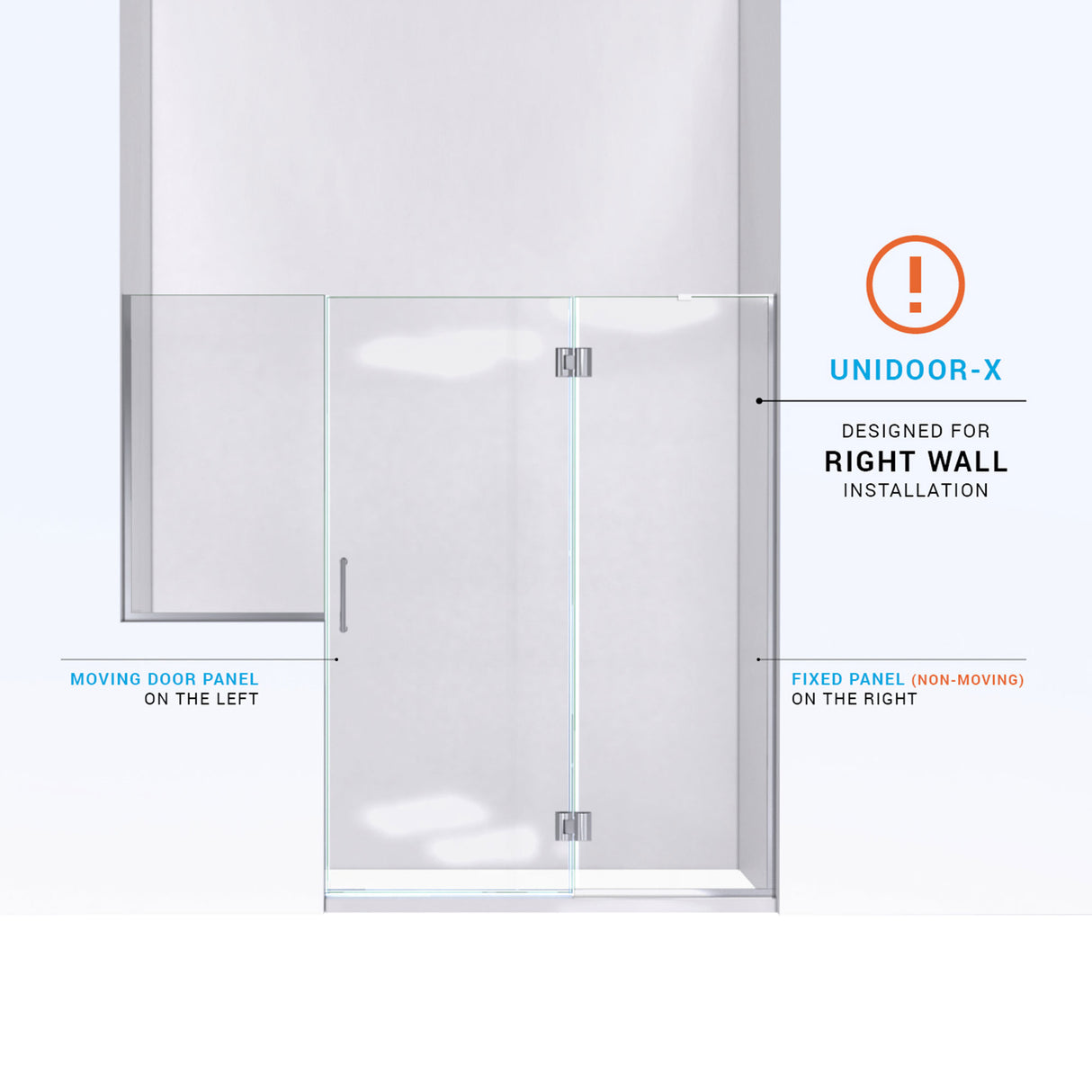 DreamLine Unidoor-X 71-71 1/2 in. W x 72 in. H Frameless Hinged Shower Door in Brushed Nickel
