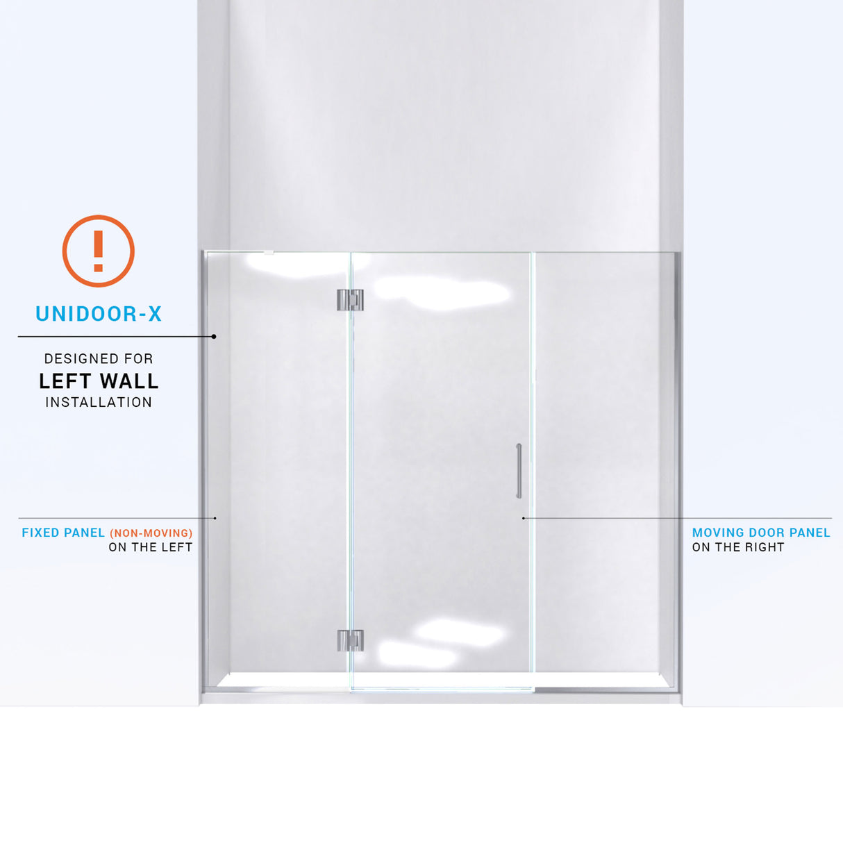 DreamLine Unidoor-X 65-65 1/2 in. W x 72 in. H Frameless Hinged Shower Door in Chrome