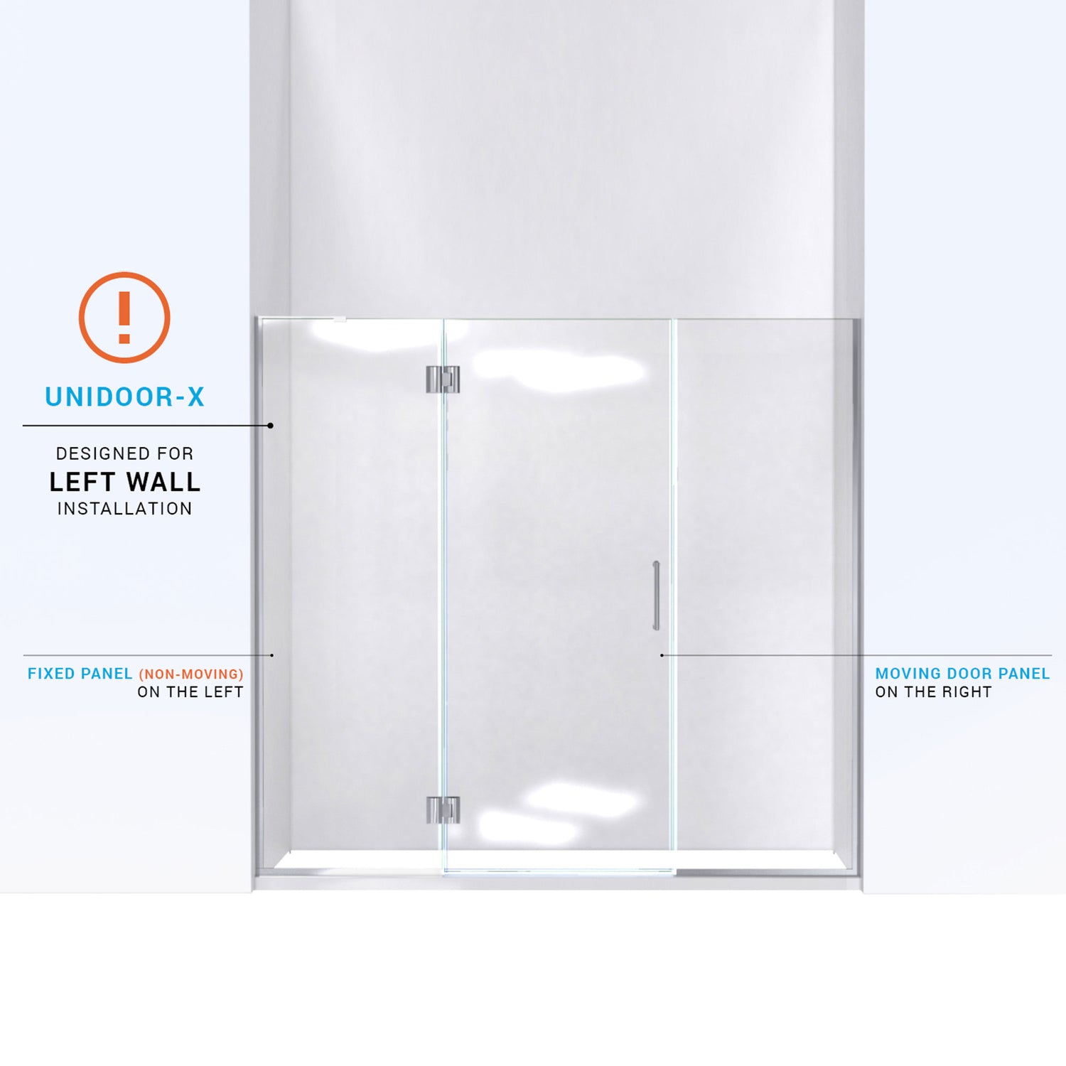 DreamLine Unidoor-X 65-65 1/2 in. W x 72 in. H Frameless Hinged Shower Door in Brushed Nickel