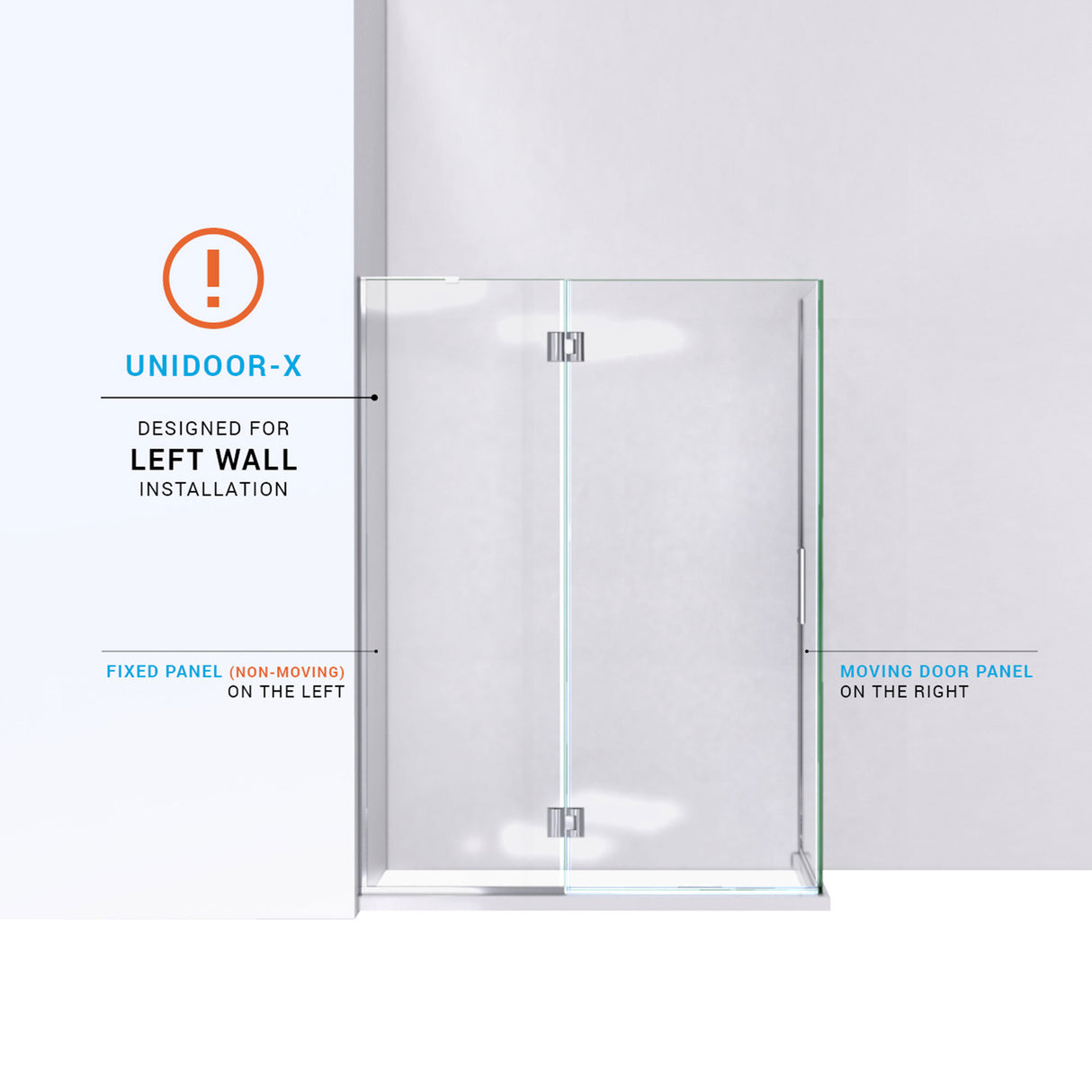 DreamLine Unidoor-X 48 3/8 in. W x 34 in. D x 72 in. H Frameless Hinged Shower Enclosure in Chrome