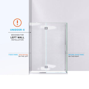 DreamLine Unidoor-X 47 3/8 in. W x 34 in. D x 72 in. H Frameless Hinged Shower Enclosure in Brushed Nickel