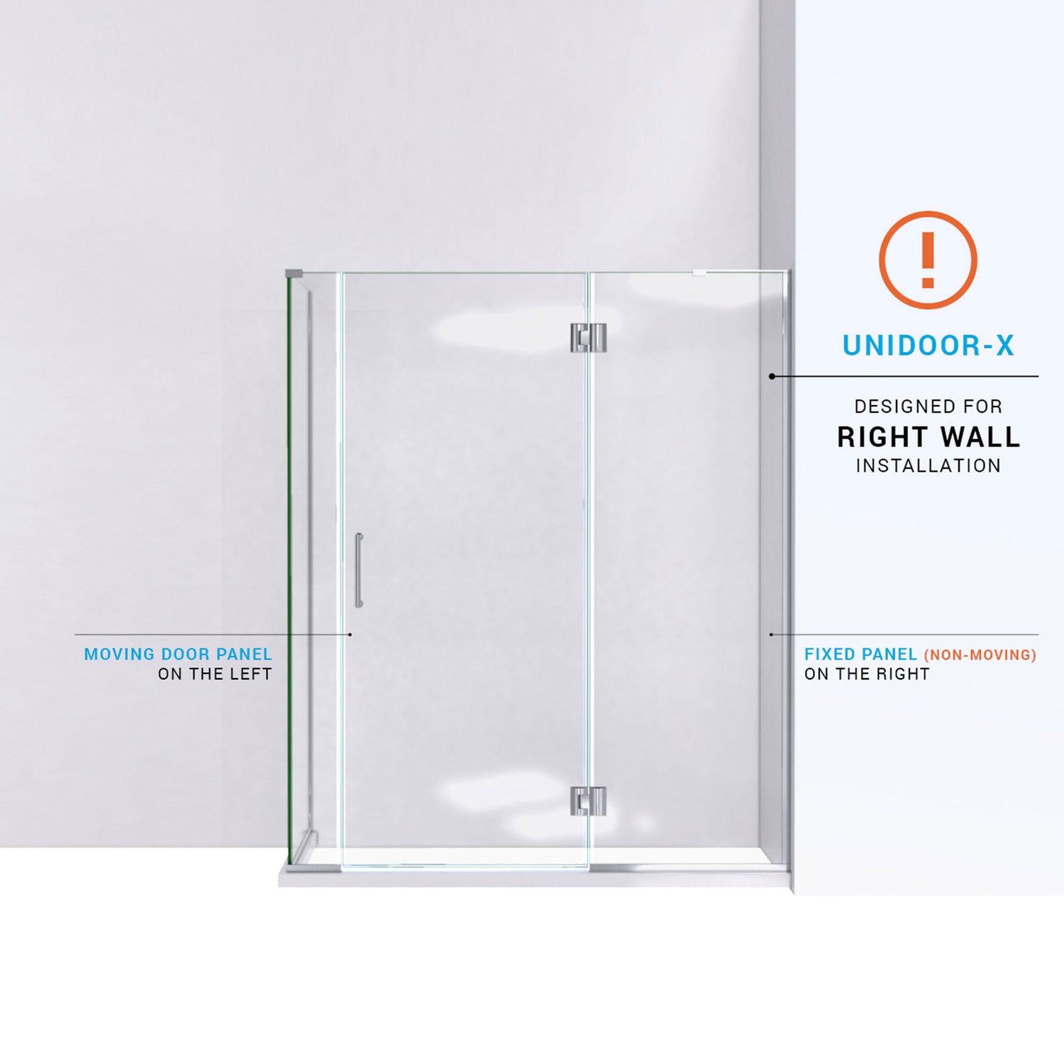 DreamLine Unidoor-X 59 in. W x 34 3/8 in. D x 72 in. H Frameless Hinged Shower Enclosure in Chrome