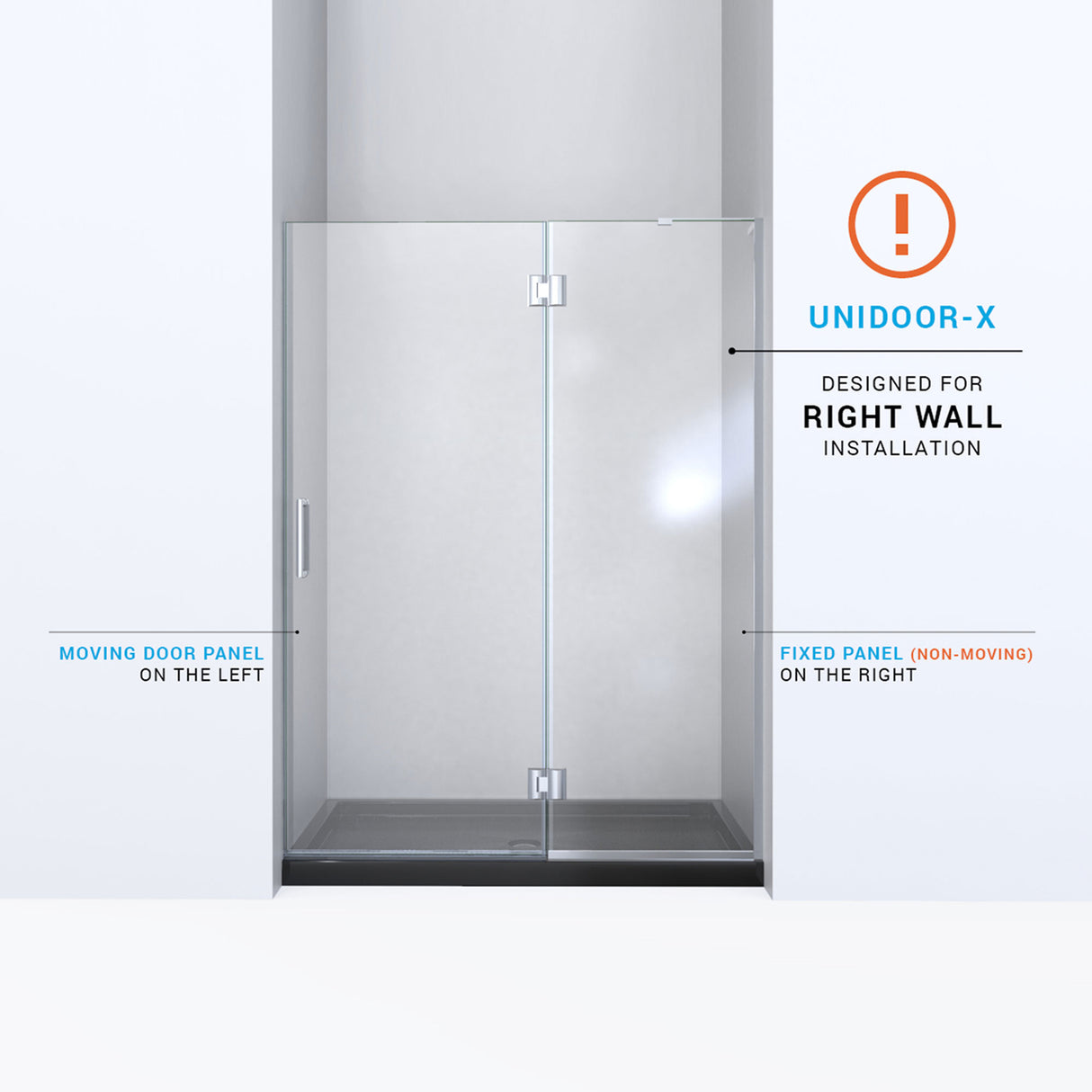 DreamLine Unidoor-X 51 in. W x 72 in. H Frameless Hinged Shower Door in Brushed Nickel