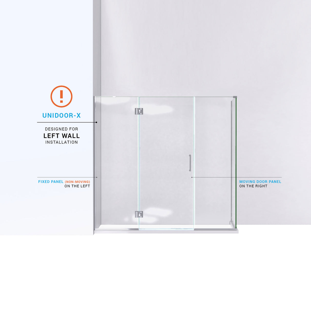 DreamLine Unidoor-X 69 1/2 in. W x 30 3/8 in. D x 72 in. H Frameless Hinged Shower Enclosure in Brushed Nickel