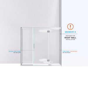 DreamLine Unidoor-X 70 in. W x 34 3/8 in. D x 72 in. H Frameless Hinged Shower Enclosure in Chrome