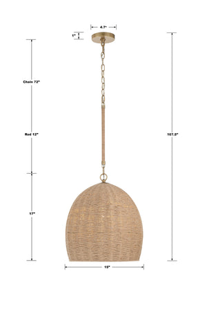 Jace 1 Light Soft Gold Pendant JAC-10500-SG
