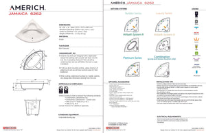 Americh JA6262TA2-WH Jamaica 6262 - Tub Only / Airbath 2 - White