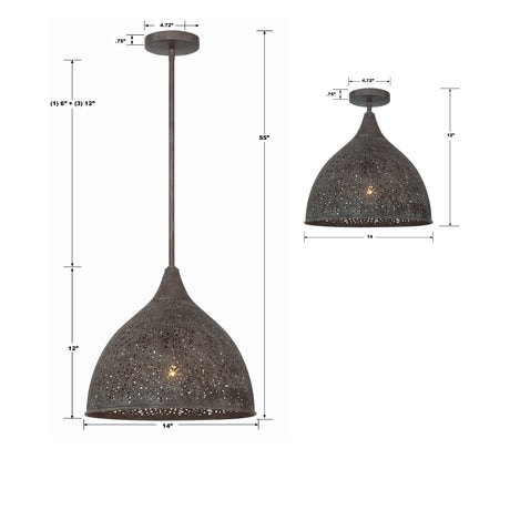 Jasmine 1 Light Forged Bronze Pendant JAS-A5010-FB