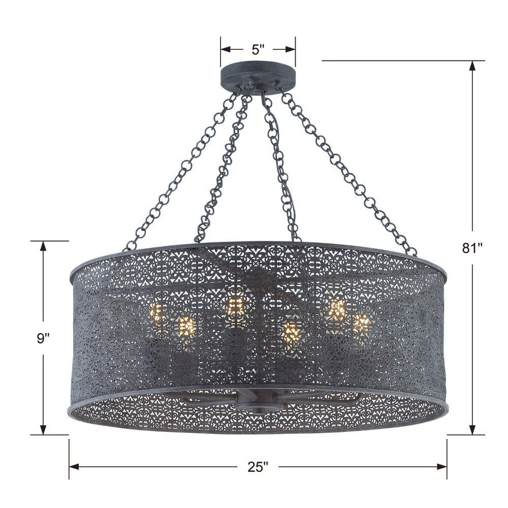 Jasmine 6 Light Forged Bronze Chandelier JAS-A5016-FB