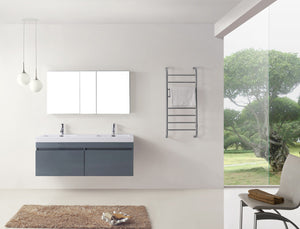 Virtu USA Zuri 55" Double Bath Vanity in Wenge with White Polymarble Top and Integrated Square Sinks