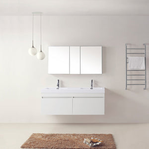 Virtu USA Zuri 55" Double Bath Vanity in Wenge with White Polymarble Top and Integrated Square Sinks