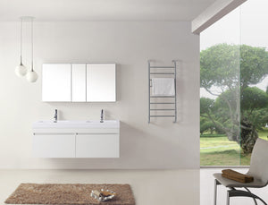 Virtu USA Zuri 55" Double Bath Vanity in Wenge with White Polymarble Top and Integrated Square Sinks