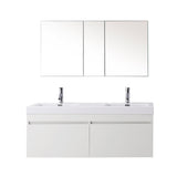 Virtu USA Zuri 55" Double Bath Vanity in Wenge with White Polymarble Top and Integrated Square Sinks - Luxe Bathroom Vanities