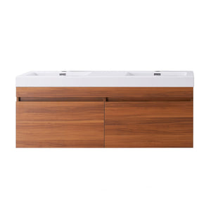 Virtu USA Zuri 55" Double Bath Vanity in Wenge with White Polymarble Top and Integrated Square Sinks