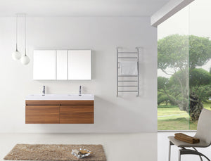 Virtu USA Zuri 55" Double Bath Vanity in Wenge with White Polymarble Top and Integrated Square Sinks