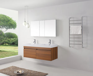 Virtu USA Zuri 55" Double Bath Vanity in Wenge with White Polymarble Top and Integrated Square Sinks