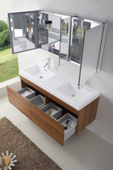 Virtu USA Zuri 55" Double Bath Vanity in Wenge with White Polymarble Top and Integrated Square Sinks