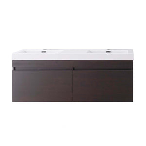 Virtu USA Zuri 55" Double Bath Vanity in Wenge with White Polymarble Top and Integrated Square Sinks