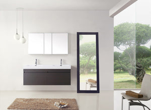 Virtu USA Zuri 55" Double Bath Vanity in Wenge with White Polymarble Top and Integrated Square Sinks