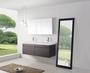 Virtu USA Zuri 55" Double Bath Vanity in Wenge with White Polymarble Top and Integrated Square Sinks