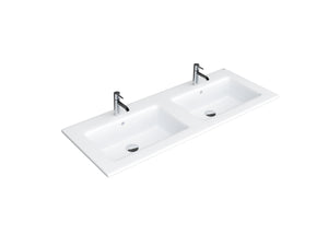Joy 47" Double Bowl Drop in, 1-hole, White