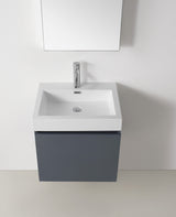 Virtu USA Zuri 24" Single Bath Vanity in Wenge with White Polymarble Top and Integrated Square Sink with Brushed Nickel Faucet with Matching Mirror