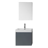 Virtu USA Zuri 24" Single Bath Vanity in Wenge with White Polymarble Top and Integrated Square Sink with Brushed Nickel Faucet with Matching Mirror - Luxe Bathroom Vanities