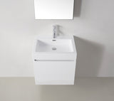 Virtu USA Zuri 24" Single Bath Vanity in Wenge with White Polymarble Top and Integrated Square Sink with Brushed Nickel Faucet with Matching Mirror