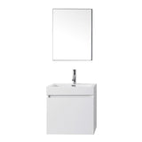 Virtu USA Zuri 24" Single Bath Vanity in Wenge with White Polymarble Top and Integrated Square Sink with Brushed Nickel Faucet with Matching Mirror - Luxe Bathroom Vanities