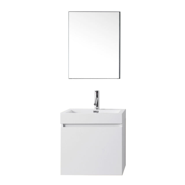 Virtu USA Zuri 24" Single Bath Vanity in Wenge with White Polymarble Top and Integrated Square Sink with Brushed Nickel Faucet with Matching Mirror - Luxe Bathroom Vanities