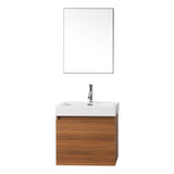 Virtu USA Zuri 24" Single Bath Vanity in Wenge with White Polymarble Top and Integrated Square Sink with Brushed Nickel Faucet with Matching Mirror - Luxe Bathroom Vanities