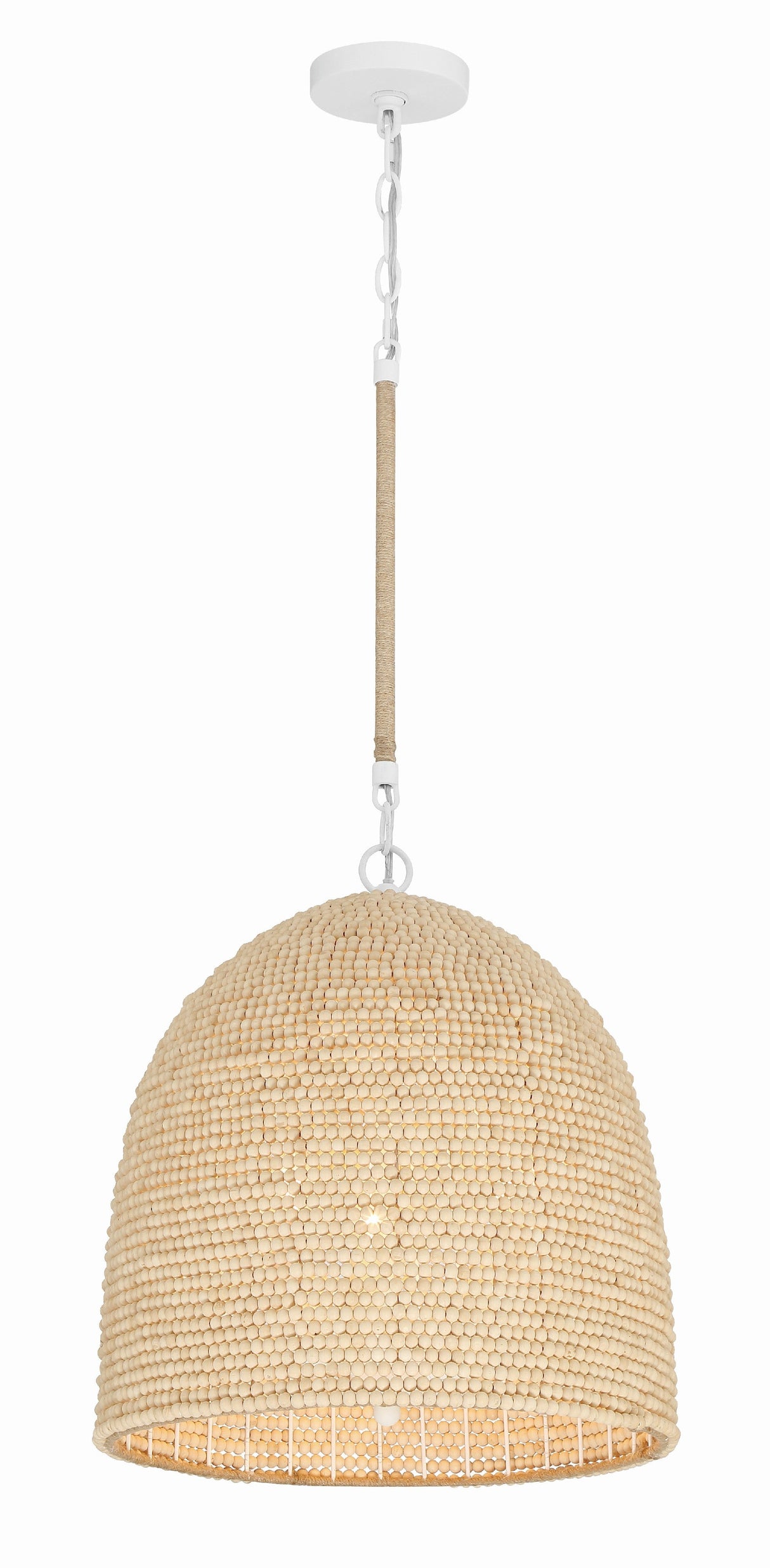 Jasper 3 Light Matte White + Natural Wood Pendant JSP-10533-MT