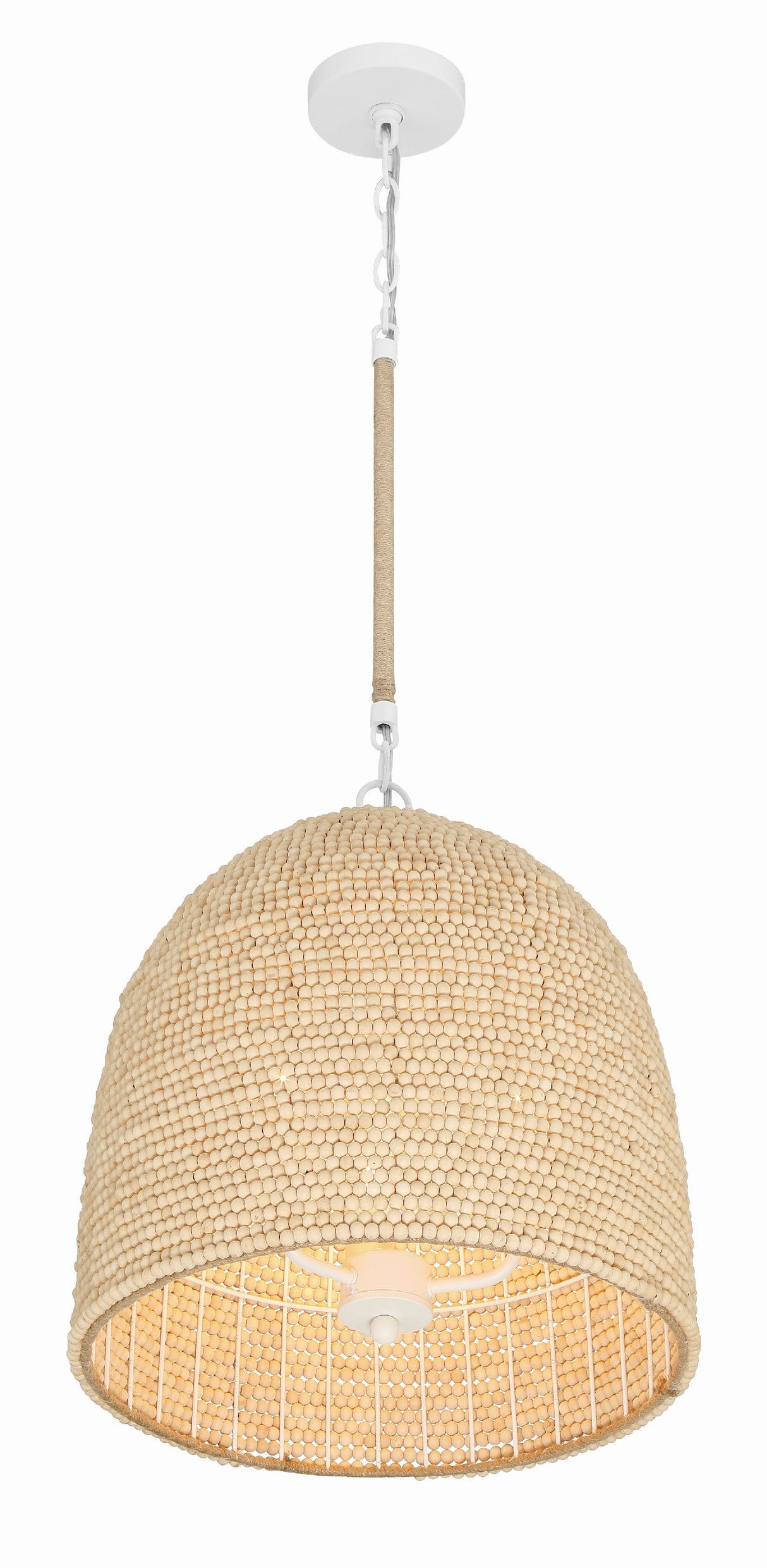 Jasper 3 Light Matte White + Natural Wood Pendant JSP-10533-MT