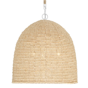 Jasper 3 Light Matte White + Natural Wood Pendant JSP-10533-MT