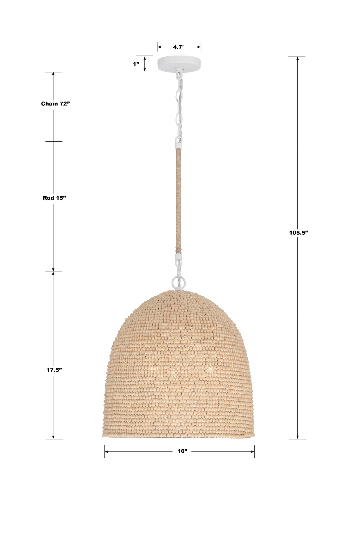 Jasper 3 Light Matte White + Natural Wood Pendant JSP-10533-MT