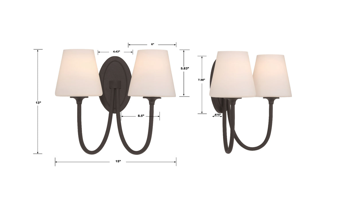 Juno 2 Light Black Forged Sconce JUN-10322-BF