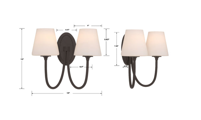 Juno 2 Light Black Forged Sconce JUN-10322-BF
