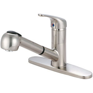 Olympia K-5030-BN Elite Single Handle Pull-Out Kitchen Faucet in Brushed Nickel