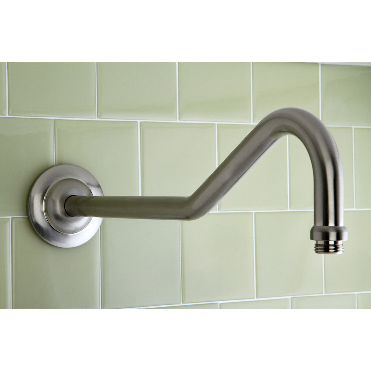 Shower Scape K117C8 17-Inch Sheppard's Hook Rain Drop Shower Arm with Flange, Brushed Nickel