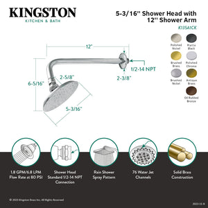Victorian K135A0CK 5-1/4 Inch Brass Shower Head with 12-Inch Shower Arm, Matte Black