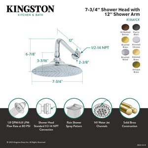 Shower Scape K136A0CK 7-3/4 Inch Brass Shower Head with 12-Inch Shower Arm, Matte Black