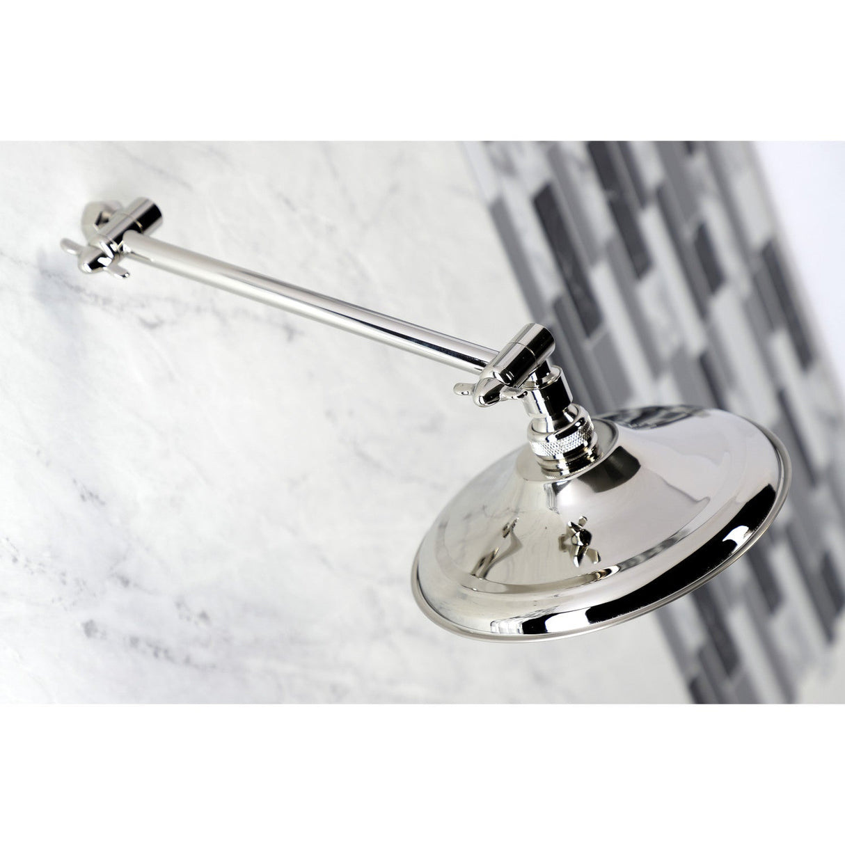 Shower Scape K136K6 7-3/4 Inch Brass Shower Head with 10-Inch High-Low Shower Arm, Polished Nickel