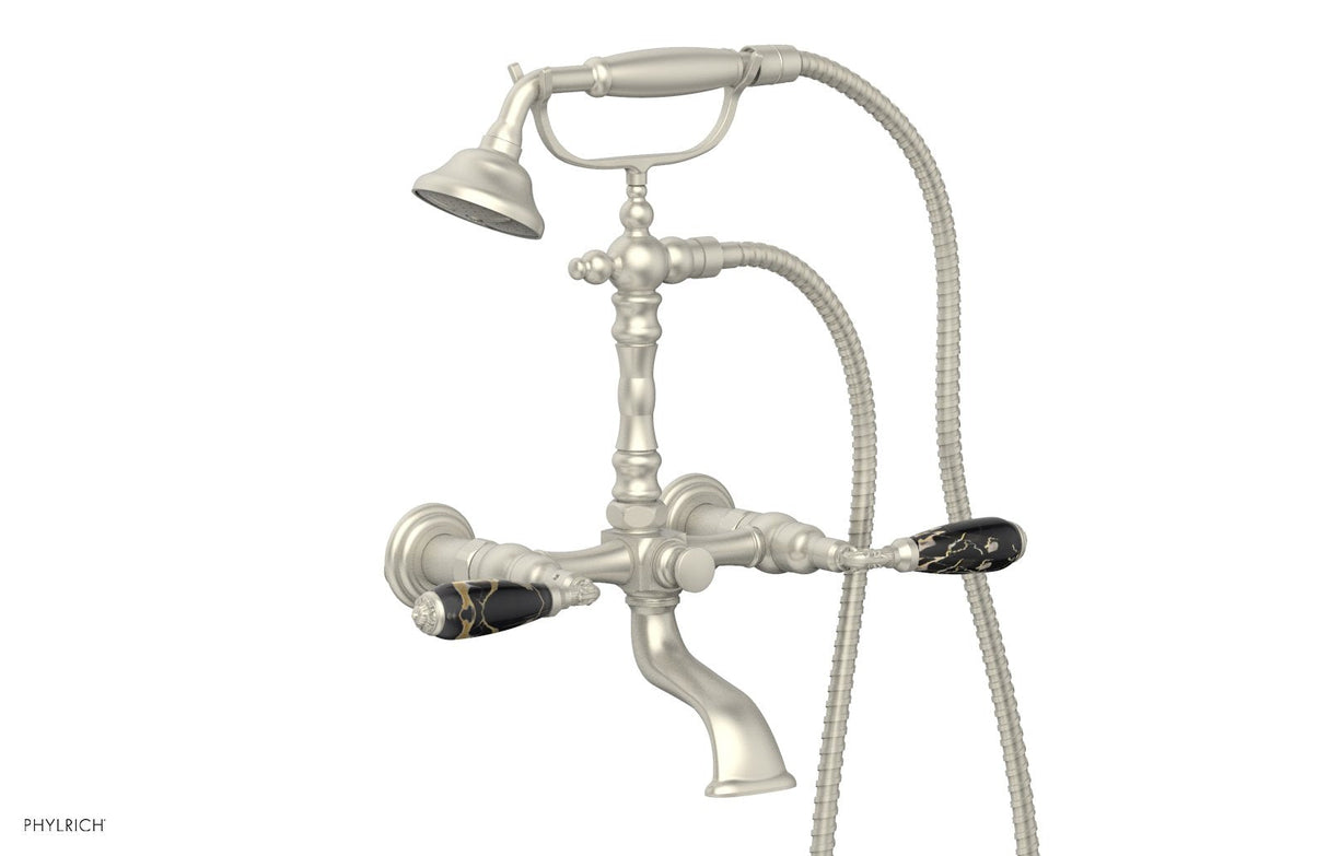 Phylrich K2393-40-15B VALENCIA Exposed Tub & Hand Shower - Black Marble Lever Handle K2393-40 - Burnished Nickel